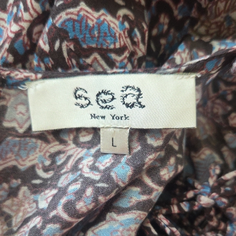 Sea New York Amaki Lilac Whimsical Cottagecore Bohemian Floral Maxi Dress L Bx22 - Picture 14 of 16